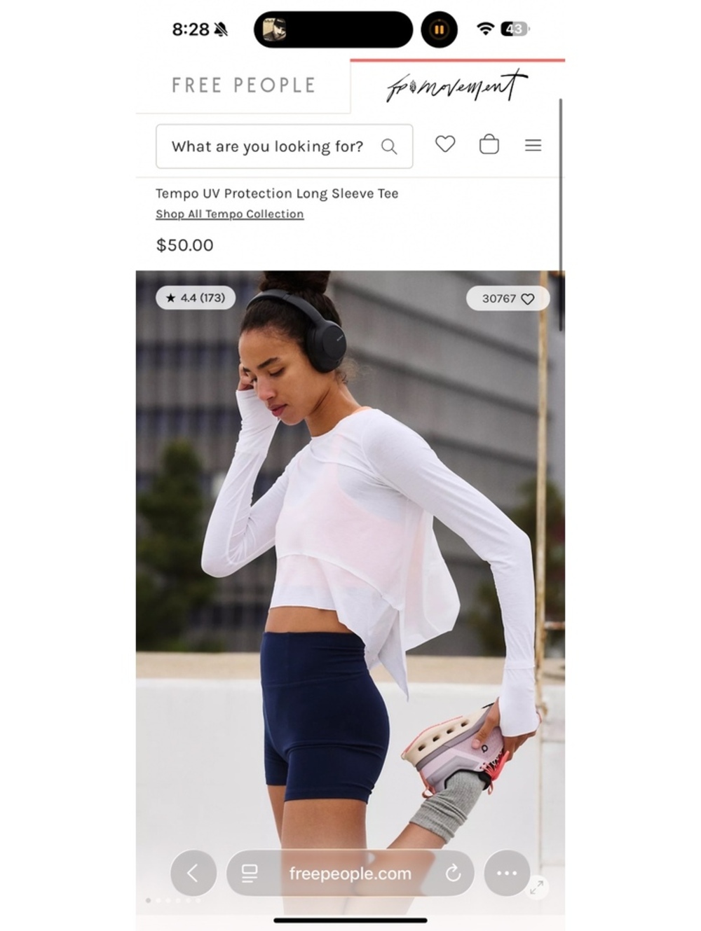Free People tempo UV protection top $50 retail